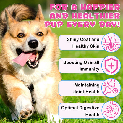 Suplemento Oimmal para la Salud de la Piel y el Pelaje de Mascotas, Colágeno Líquido con Sabor a Tocino para Perros, Ayuda al Soporte Digestivo y Articular con Biotina